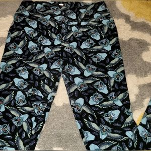Lularoe leggings hard to find blue owls one size EUC
